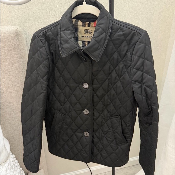 Burberry Jackets & Blazers - Burberry Black Quilted Check Lining and Undercollar Jacket Medium